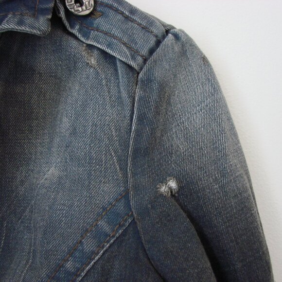 Vintage Y2K Miss Sixty Jacket Denim Jean Distressed Utility Gray Blue Medium - Picture 6 of 16